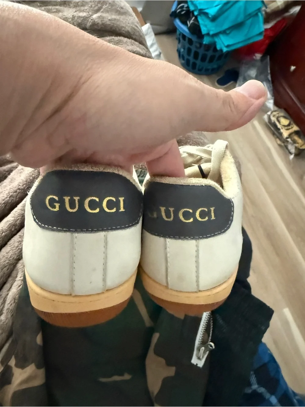 Gucci Navy & Cream Mickey Monogram Low-Top Sneakers